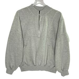 White Fox SM Doing It For You Zip Front Sweater Sweatshirt Grey Marle *flaw